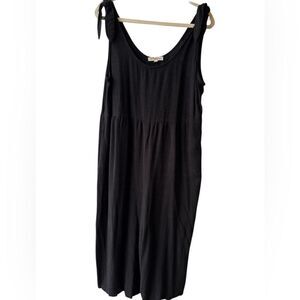 2XL Rewind Black Linen Blend Wide Leg Romper Tie Shoulders